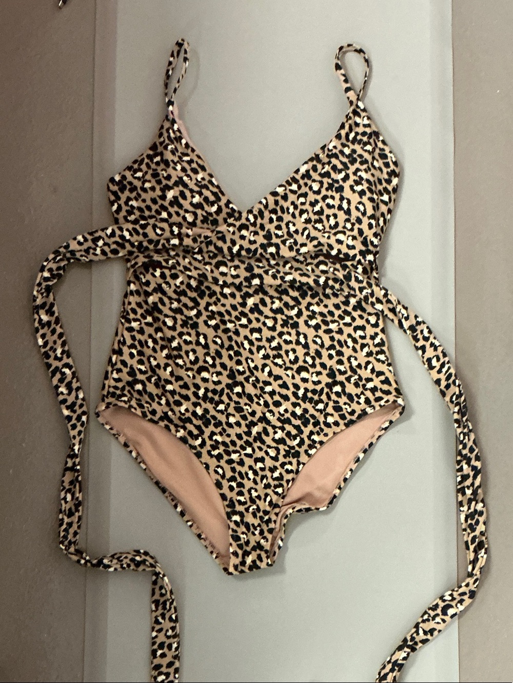 aerie Leopard Print One-Piece Swimsuit - Beige/Black